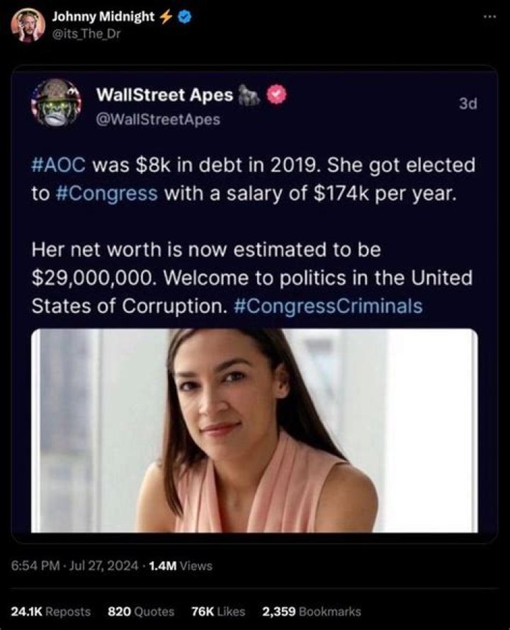 AOC Became a MultiMillionaire After Serving Four Years in Congress